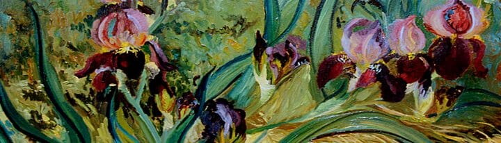 Wild Irises, 20x30 plein air oil painted in Brittany France by Deborah Chapin
