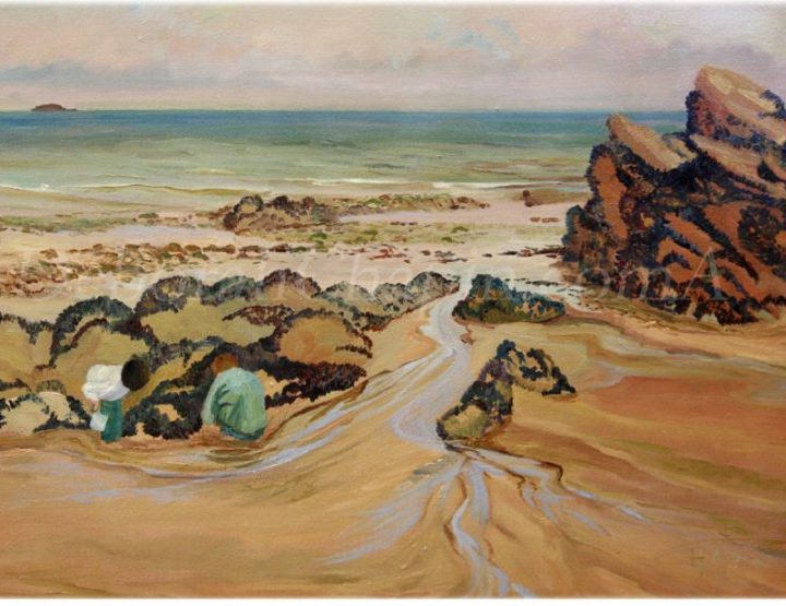 Discoveries on the Beach Paintings on Canvas, 21x34 plein air oil Deborah Chapin