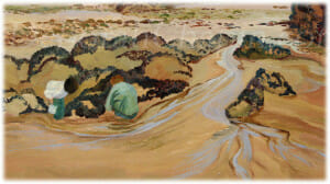 Original Oil Paintings on Canvas, close up of Disoveries on the Beach, original 21x34 , Deborah Chapin