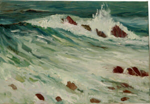 Vagues (waves) study for larger painting by Deborah Chapin
