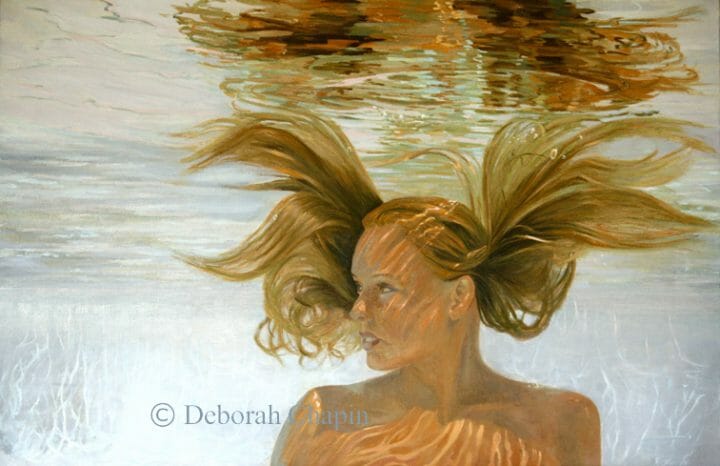 Contemporary Realism Art Print, Invincible, Water Portrait Painting, Female Portrait. Part of the Water Portrait Series by Deborah Chapin.