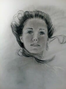 Charcoal drawing, portrait of women, charcoal, original by Deborah Chapin