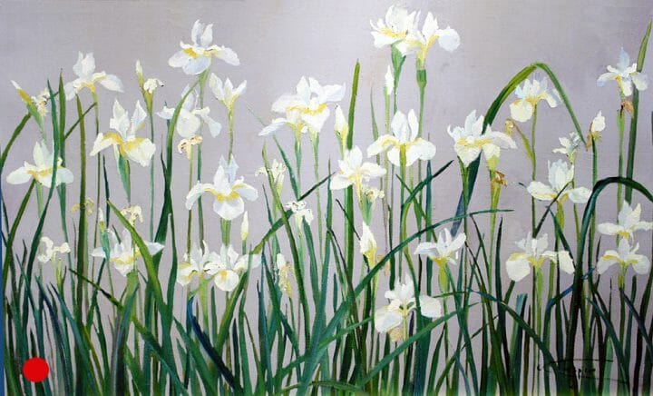 White Flower Paintings , Japanese White irises, floral artwork canvas ...