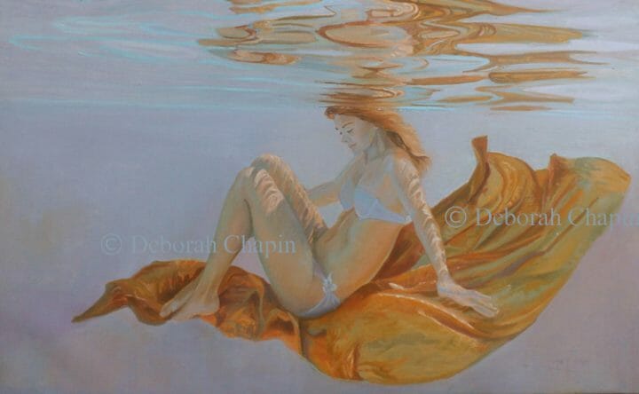 Underwater Art, Figurative, A Life in Balance, 21x34 oil painting on linen canvas by Deborah Chapin