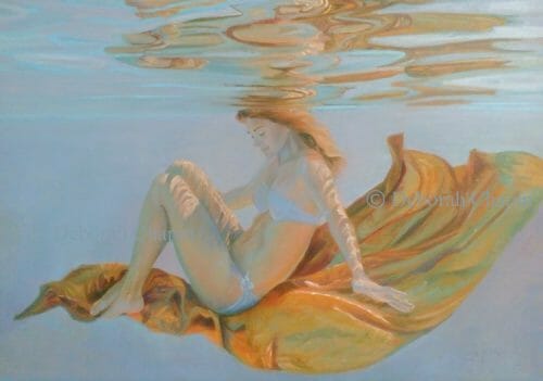 Underwater Art, Figurative, A Life in Balance, 21x34 oil painting on linen canvas by Deborah Chapin desktop photo