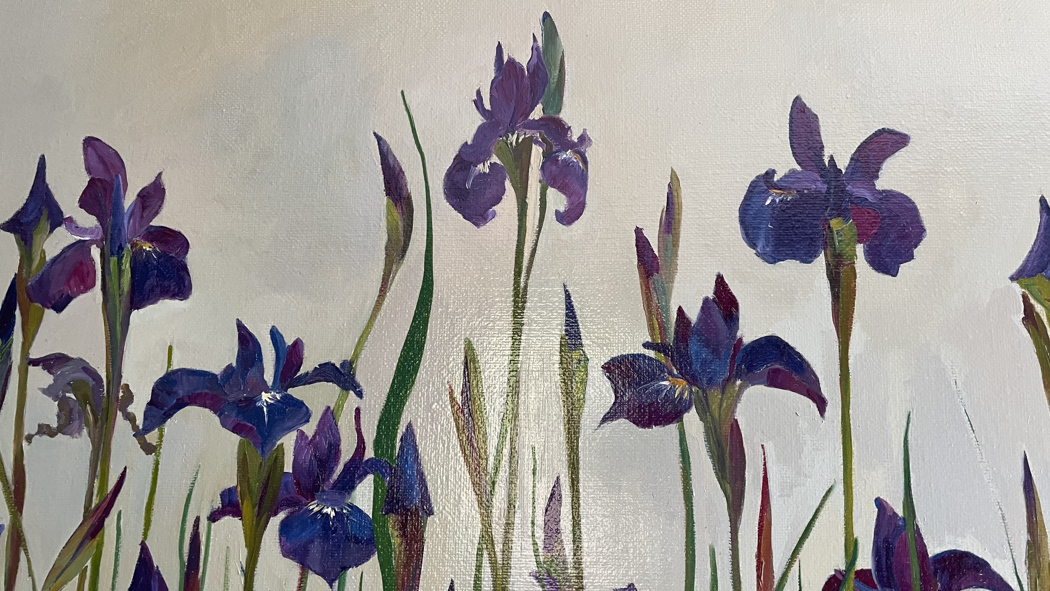 Siberian Blue, blue flower wall decor on canvas , floral artwork by Deborah Chapin