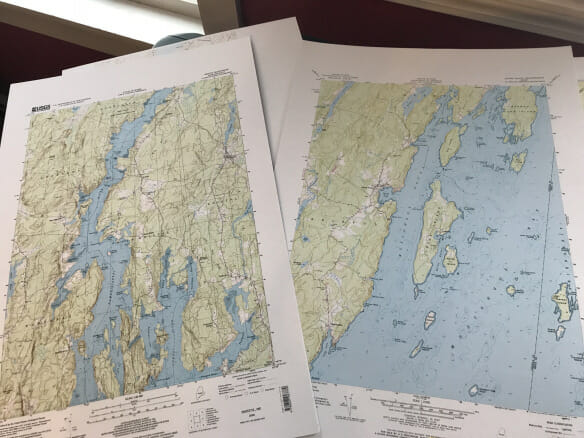 Maps of Maine prep for painting exploration 2019
