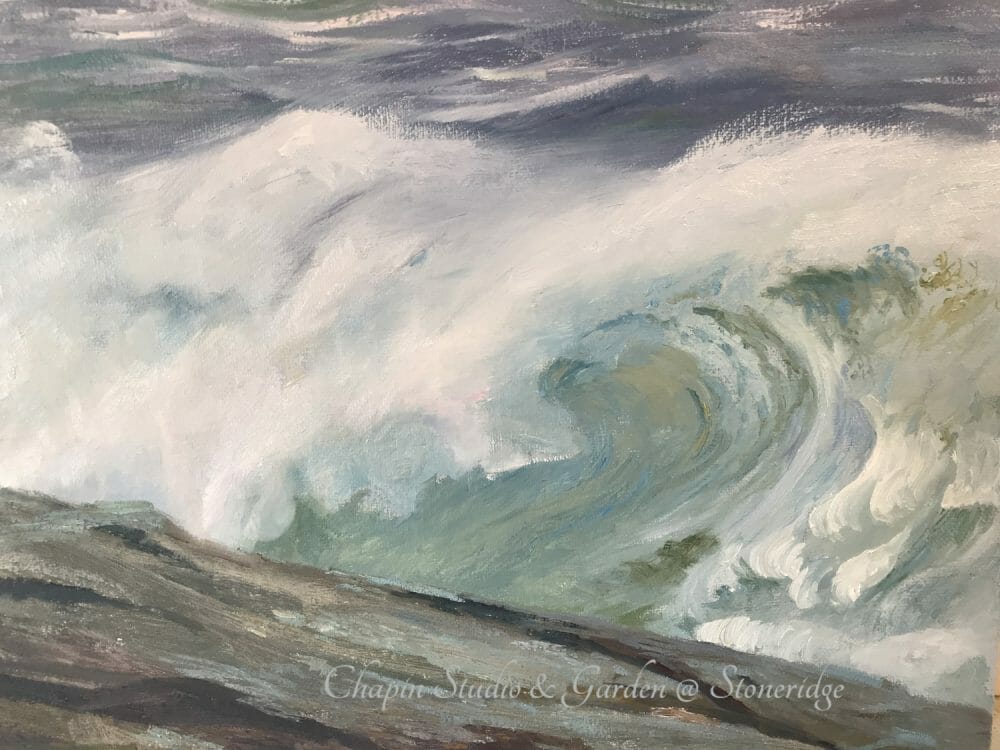 White Horses of the Sea I, oil on linen canvas is part of the #chapinstormpaintings by woman marine artist Deborah Chapin.