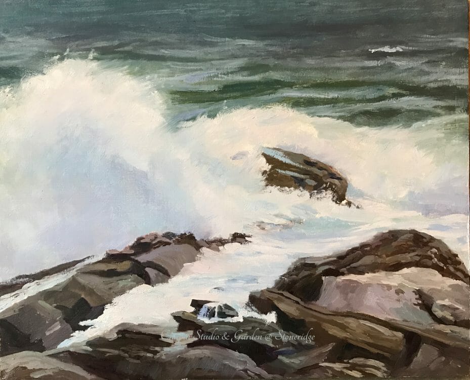 Maine marine Artist - Coastal Series White Horses of the Sea 3 by Deborah Chapin Inspired by the Poem "White Horses of the Sea" off Pemaquid Point Maine Art.