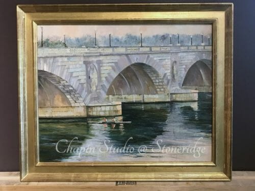 Woman Artist Deborah Chapin, Circles Memorial Bridge, oil painting. Exhibited at the Artists of America Exhibition at the Colorado Historical Museum