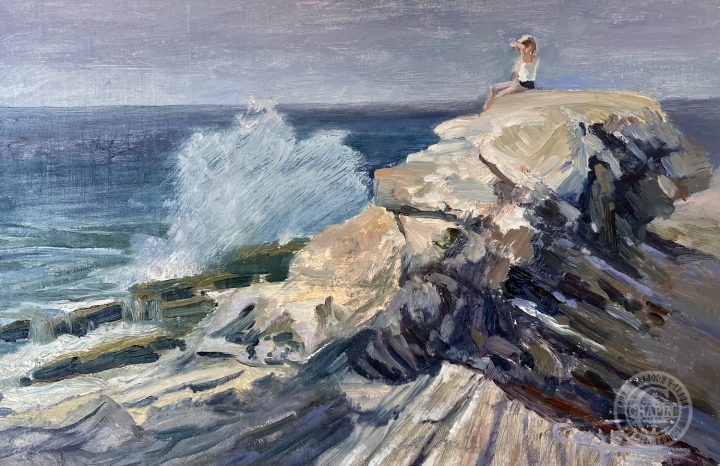 Woman Artist, Seascape Painting by Deborah Chapin, "Surf Watcher"