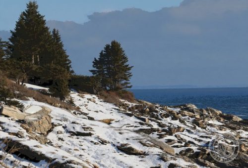 Pemaquid Point Winter by Deborah Chapin, Illustration Metal Print Book of Maine Project