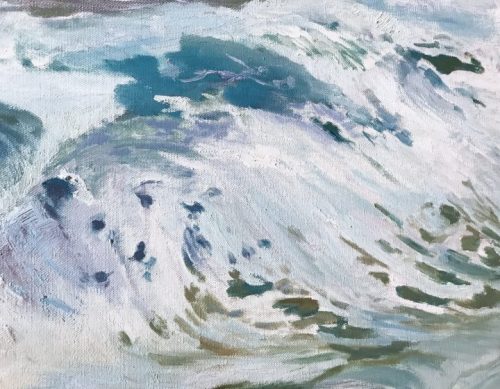 WIP White Horses of the Sea, Deborah Chapin, Pemaquid Point Artists. Directory of Artists on Pemaquid Point Peninsula Maine