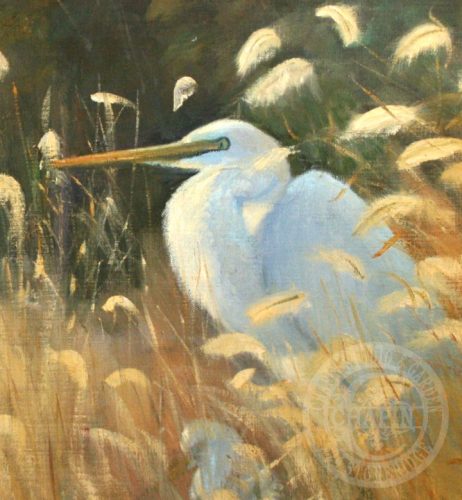 Wetland and Water Paintings, Warming in the Sun by Deborah Chapin Rustic Decor, The original is 16×34 plein air oil painting.