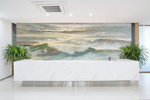Professional Murals for Walls, XL Sized Prints or Wall Covering For Your Home, Office or Reception or Lobby.   Stretched Archival Canvas in Pigment Inks for 10% of cost an Original Piece.  This Wall Décor will energize your home or office with fresh sea breezes and make you feel as if you're walking on the beach. 