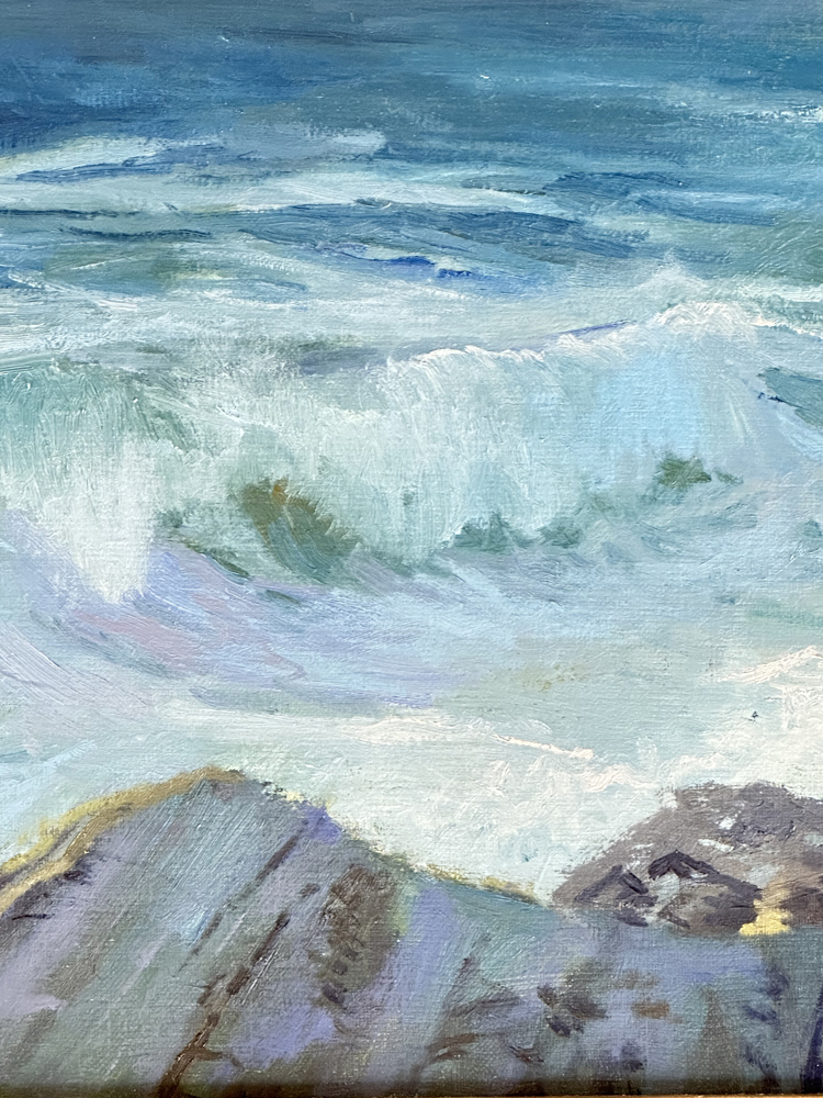 Maine marine Artist - Coastal Series Morning Surf I by Deborah Chapin, Plein air oil painting