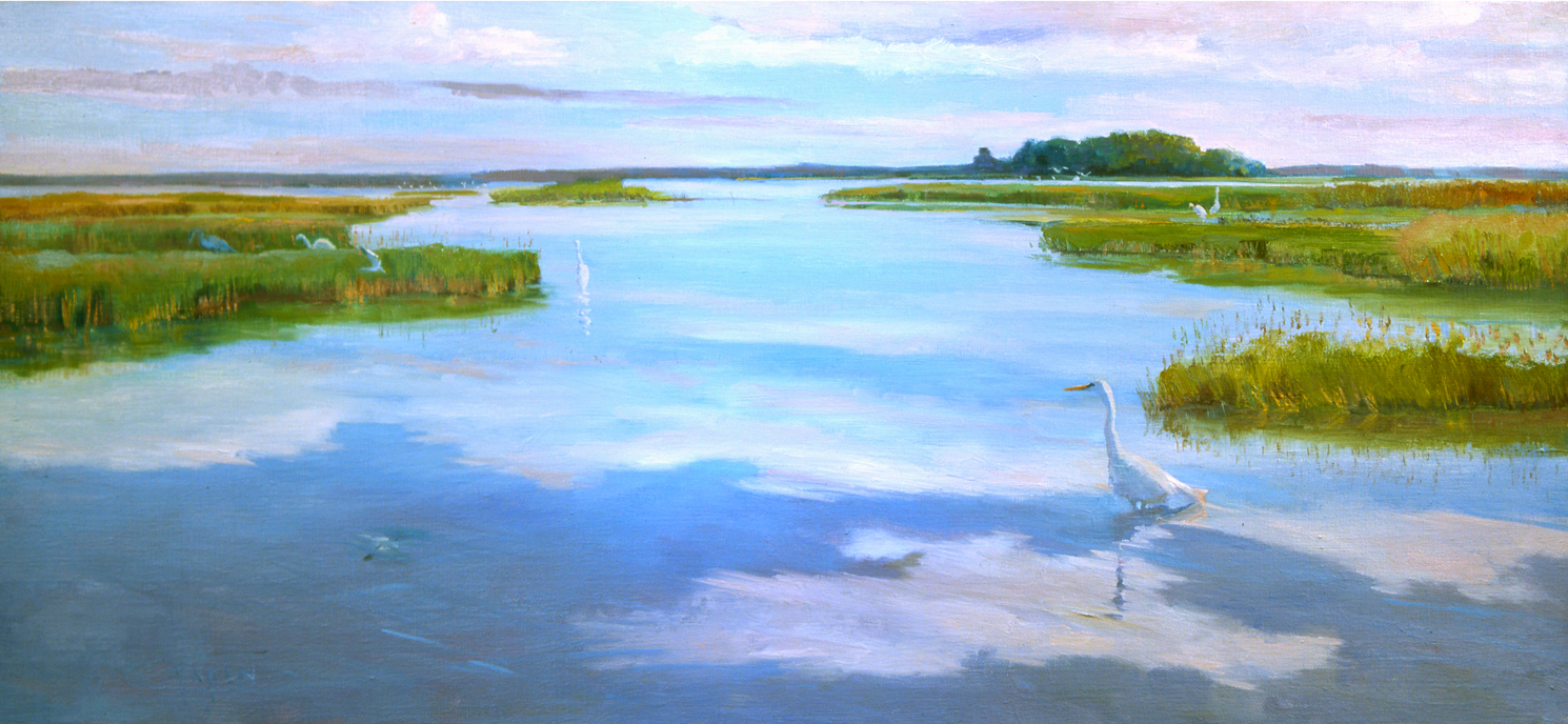 Landscape painting canvas print, Chesapeake Plein Air, Transitions by Deborah Chapin